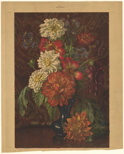 Vase with Dahlias by Willem Roelofs (II) (signed by artist)