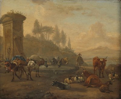 Livestock by a Fountain by Willem Romeyn