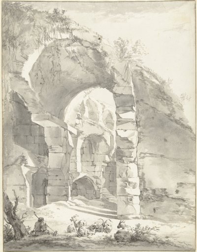 Ruins with a Shepherd and Sheep on the Left by Willem Romeyn