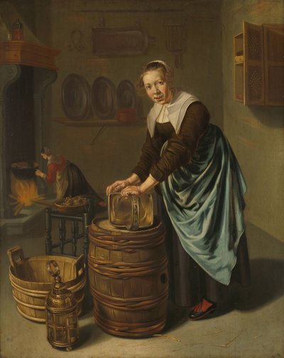 Woman Scouring a Vessel by Willem Van Odekercken