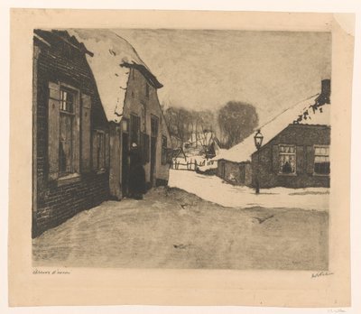 Snowy Houses in Ede by Willem Witsen (signed by artist)