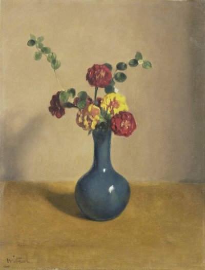Marigolds in a Blue Vase by Willem Arnoldus Witsen
