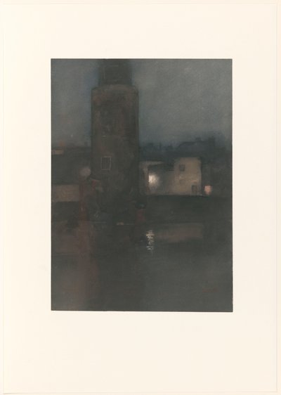 The Montelbaanstoren in Amsterdam at Night by Willem Arnoldus Witsen