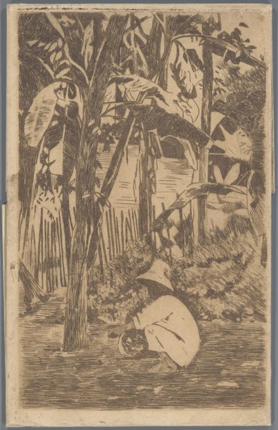 Squatting Boy in a Garden, Buitenzorg by Willem Arnoldus Witsen