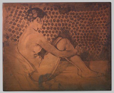 Nude, Sitting on Divan with Drawn-up Knees by Willem Arnoldus Witsen
