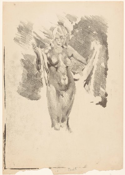 Standing Naked Woman Drying Herself by Willem Arnoldus Witsen