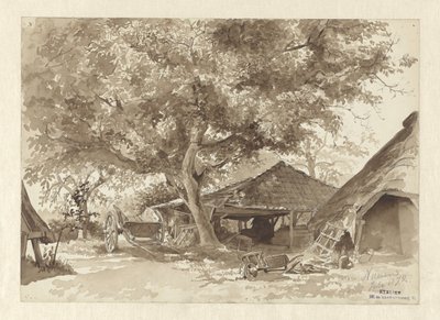 Barns under Tall Trees by Willem de Haas Hemken