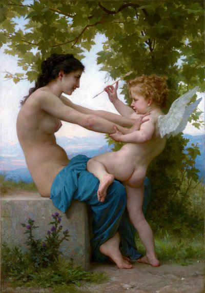 A Girl Defending Herself against Eros by William Adolphe Bouguereau