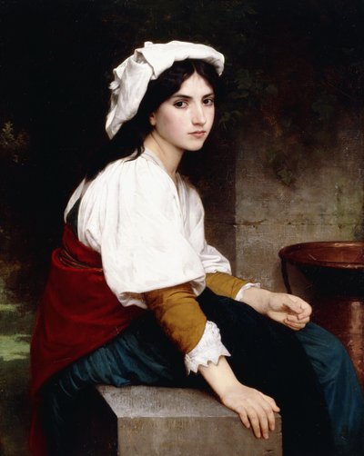 Italian Girl by a Fountain, 1870 by William Adolphe Bouguereau