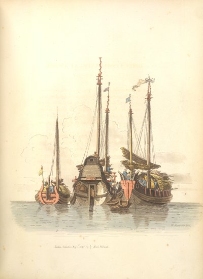 Three vessels lying at anchor by William Alexander