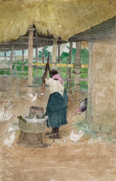 Woman Beating Cassava, Jamaica by William Berryman