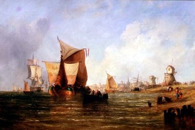 Shipping on the Dort, Holland by William Calcott Knell