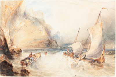 French Fishing Boats off a Rocky Coast by William Callow