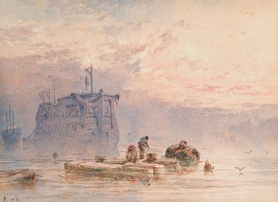 Hulks at Anchor, 1875 by William Cook of Plymouth