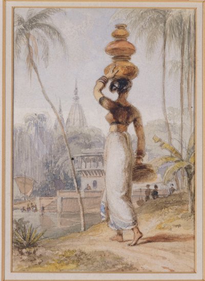 A Hindu Woman Carrying a Waterpot by William Daniell