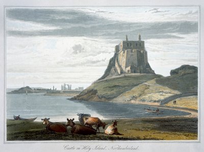 Castle on Holy Island, Northumberland by William Daniell
