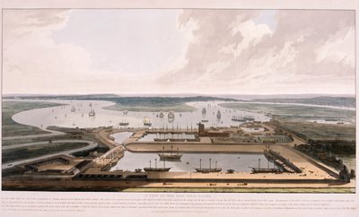 East India Docks, Poplar, London by William Daniell