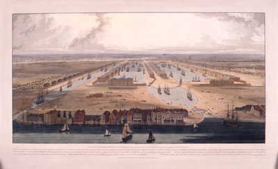 West India Docks, Poplar, London, 1802 by William Daniell