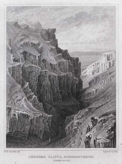 Chedder Cliffs, Somersetshire, looking South by William H. Bartlett