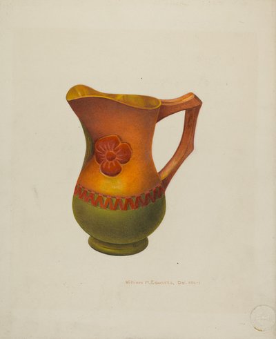 Carved Wooden Pitcher by William H Edwards