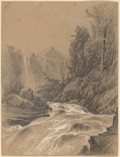 Mountain Landscape, Stream and Waterfall by William Hart
