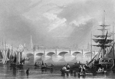 New Bridge and Broomielaw, Glasgow, c.1840 by William Henry Bartlett