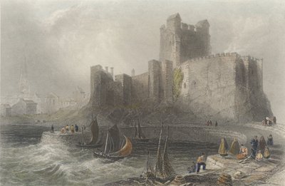 View of Carrickfergus Castle (colour engraving) by William Henry Bartlett