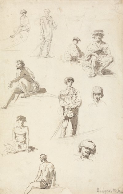 Sheet of Studies of Oriental Figures by William Hodges