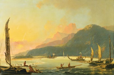 Tahitian War Galleys in Matavai Bay, Tahiti by William Hodges