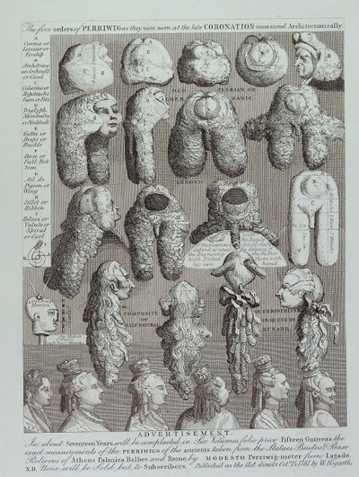 Advertisement for Wigs by William Hogarth