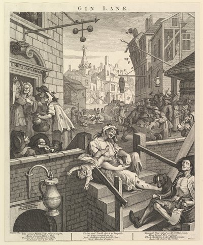 Gin Lane, February 1, 1751 by William Hogarth