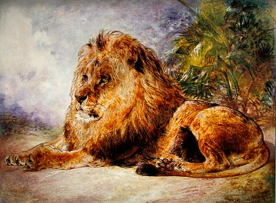 Resting lion by William Huggins