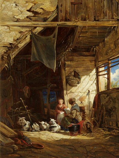 Interior with Goats - Bettws-y-Coed by William James Muller