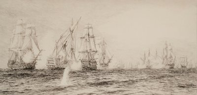 Ships, Four-Masted, Engaged in Battle by William Lionel Wyllie