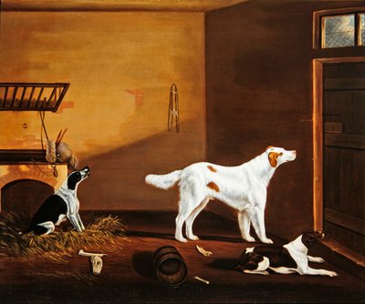 Three dogs in a stable by William Nedham