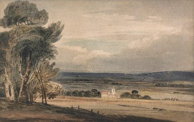 Unidentified Landscape: Trees with Church by William Pearson