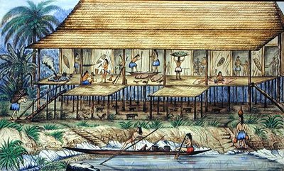 Dyak Longhouse by William Samwell