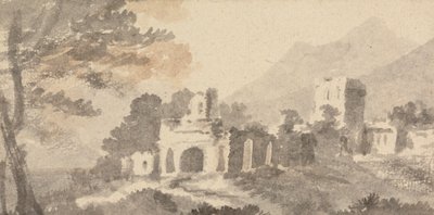 Italian Landscape with Ruined Castle by William Taverner
