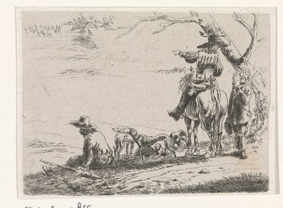 Three Hunters with Dogs by William Young Ottley