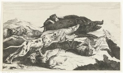 Dogs Hunting a Boar by William Young Ottley