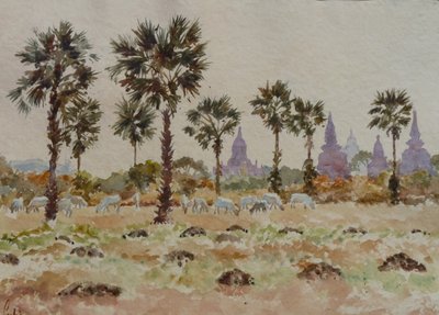 Blue cows and palmettos by Wilson Clive