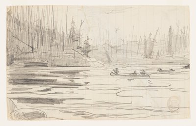 Canoes on a Lake by Winslow Homer