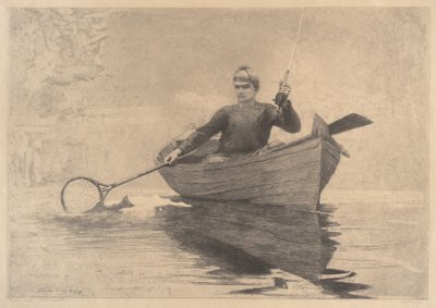 Fly Fishing, Saranac Lake, 1889 by Winslow Homer