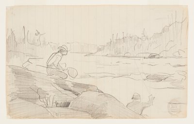Men Fishing with a Rod and Net by Winslow Homer