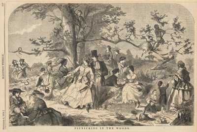 Picnicking in the Woods, from Harper by Winslow Homer
