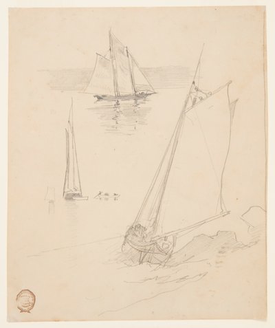 Three Sketches of Schooners by Winslow Homer