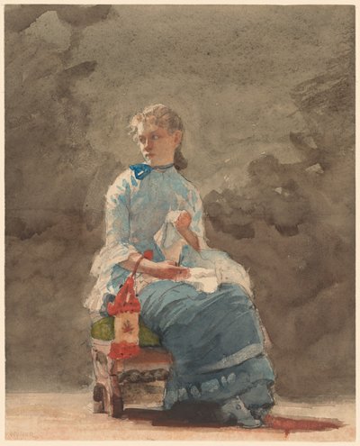 Young Woman Sewing by Winslow Homer