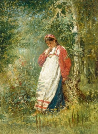 Young Woman in the Forest by Wladimir Jegorowitsch Makowski