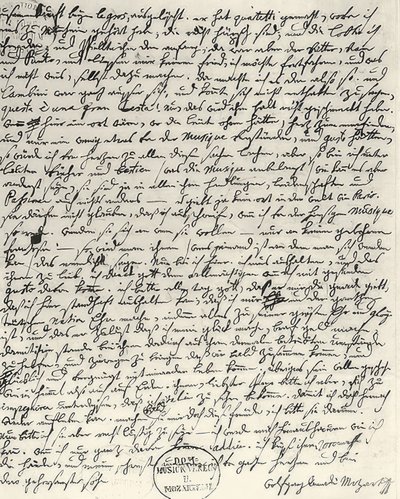 Autograph Letter by Mozart by Wolfgang Amadeus Mozart