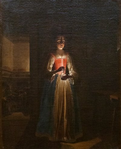 Woman with lantern by Wolfgang Heimbach